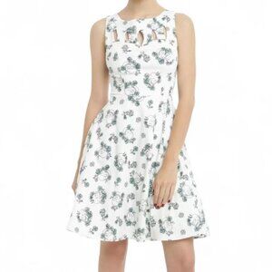 Hot Topic White Skull & Blue Floral Mini Dress